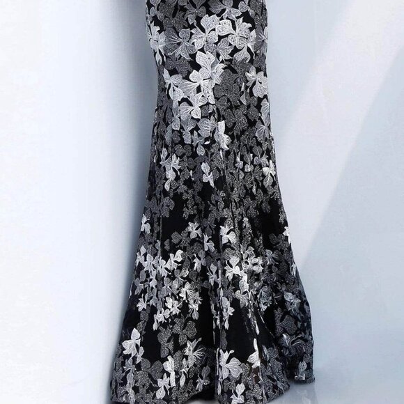 SALE NWT Jovani 61380SC Embroidered Prom Dress Black/Gray 10 - Picture 2 of 6